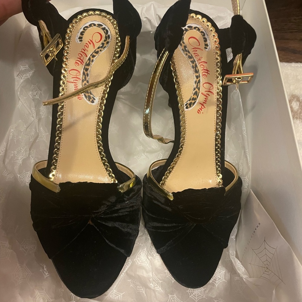 Brand new velvet Charlotte Olympia heeled sandals